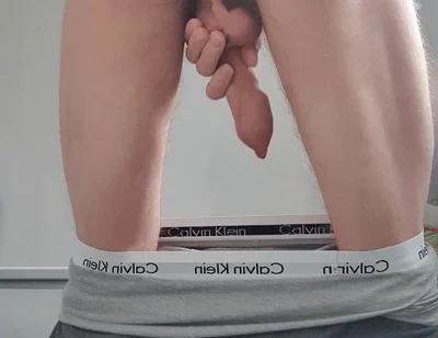 Skinny Twink Bending Over and Playing with Cock Close up