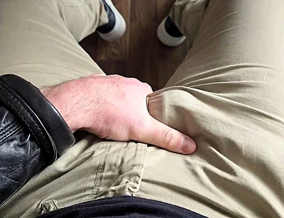 German Voice Humiliates You. Leather Jacket. Hard Cock Drips Precum. Red Calvin Klein Boxers