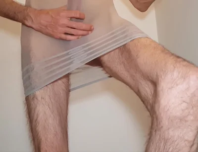 Cumming in My Striped Mesh Dress