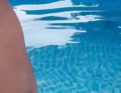 Outdoor Poolside Attraction, Got Horny After Taking a Dip, Big Cock Cums All Over