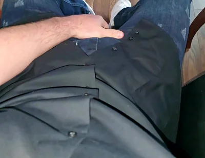 German Voice in Boss Chair. Blue Calvin Klein Boxer. Cock Rock Hard. Precum Flowing