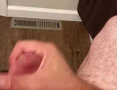 Snuck Into the Bathroom to Have a Quick Yank on My Big Cock and Release This Cum