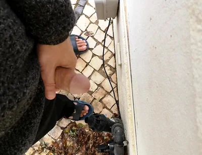 Guy Filming Himself Wanking Outside From Eye View Perspective