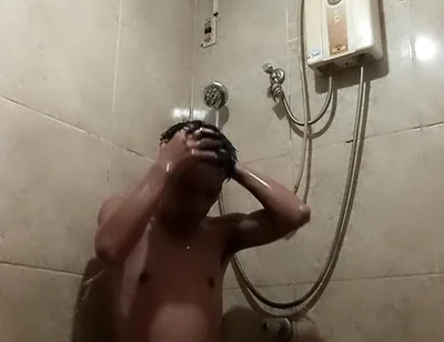 Filipino Solo Shower: Slim Asian Twink Jerks Big Cock