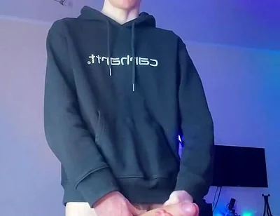 Skinny Boy Holding Back a Huge Cumshot Until It Hurts