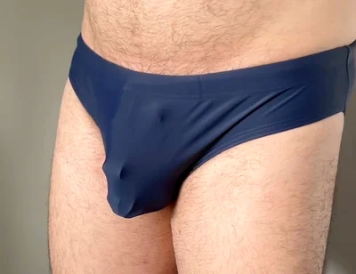 New Blue Speedo and Chastity Cage
