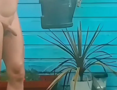 Naked Gardening & Huge Buttplug