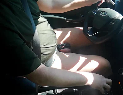 Small Penis in Cage While Driving in Pantyhose