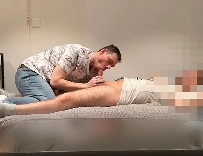 Young Hairy Straight Plumber Gets Sucked on the Couch Until He Cums