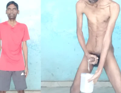 Rajesh Playboy 993 Masturbating Big Cock and Cumming in the Jar. Jerking off Cumshot