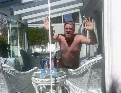 Hunk Stepdaddy Bear Naked Sunbathing in the Veranda 4