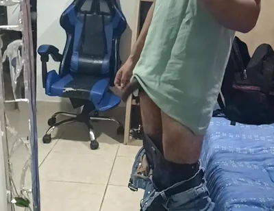 Dick Out of Pants and Urinating at Work