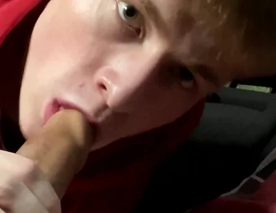 Young gay Aiden sucks his bf Matty big cock in the car