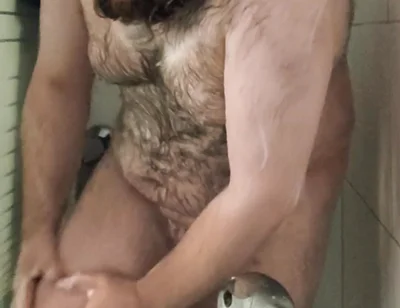 Fat Bear Taking a Shower