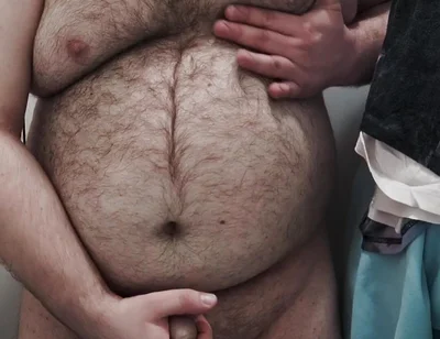 Fat Bear Jerks off on Toilet and Licks up His Cum
