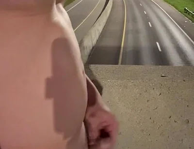 Asian Muscle Hunk Strips Naked on the Bridge - Ripped Flexing & Massive Cumshot