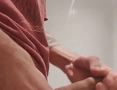 Cumshow in the Bathroom at Work