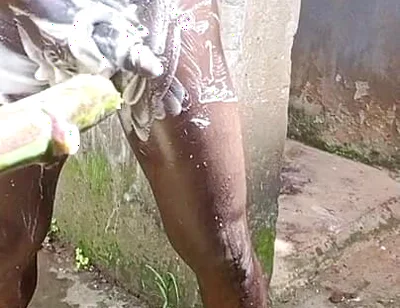 Outdoor Shower Takes Into Wide Cumshots