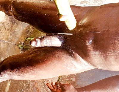 Outdoor Shower Takes Into Wide Cumshots