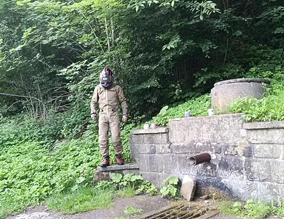 Jerking off in Public on the Road Near a Spring, Caught by a Young Man Masturbating Completely Naked
