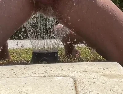 Cum with Water in the Garden