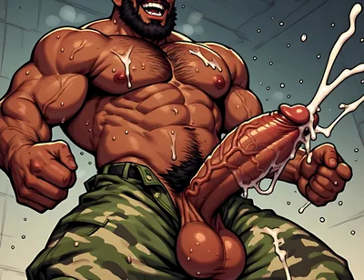 Hairy Muscle Men Monster Dong Art