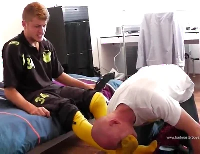 Soccer master stinky feet socks licking
