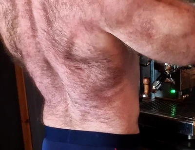Muscle Bear Has Coffee