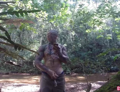 Handjob in the Waterfall Cumming with Soft Cock