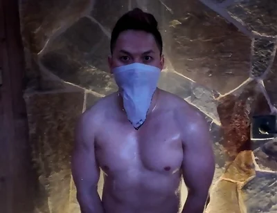 Naked Asian Muscle Hunk Dawn Outdoor Shower Flex - Thick Biceps, 6-pack Abs, V-taper Back & Big Cumshot