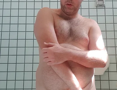 Nude Boy in Pubblic Bathroom