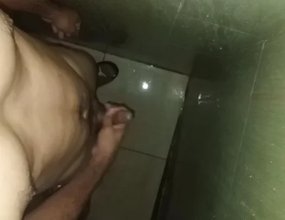 Hairy Slim Man Masturbates in the Shower at Home