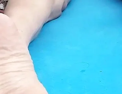 Sexy Soles on Hot Boy's Feet for Foot Fetish of Naked Twink Humping on Mat Outdoor