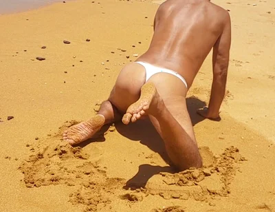 Ladysilva Crossdresser in Panties on the Beach Full of Horny in Her Hot Ass