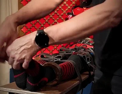 Slave Drone Tickling Session Silicone Suit, Socks & Merciless Sole Play
