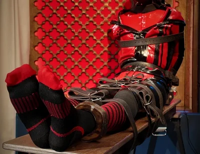 Slave Drone Tickling Session Silicone Suit, Socks & Merciless Sole Play