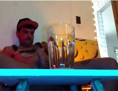 Piss, Spit, Pig Cum. Boy Fills A Glass By Spiting, Cumming And Pissing