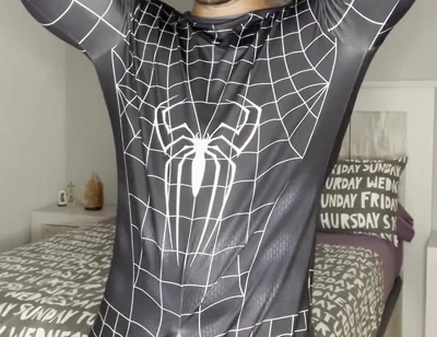 Big Load with No Hands! Spiderman Outfit