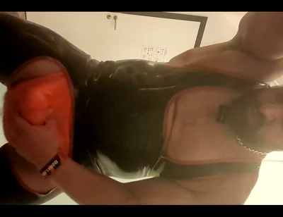 Jerking off Through Rubber Jock in Rubber