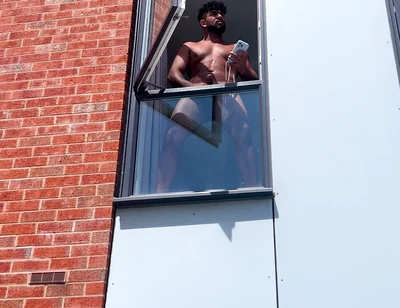 Arab Stepdaddy Wanting in Street and Cuming in Window and Cuming on Street