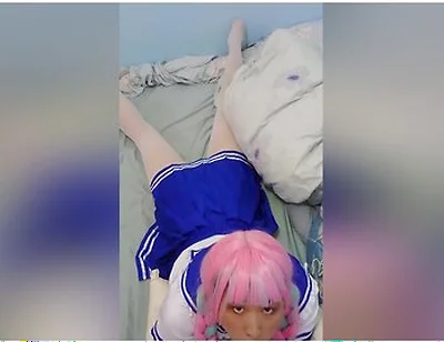A Taiwanese Femboy Cosplay Hololive Aqua Blowjob