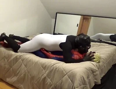 White & Black Wetsuit Humps Spiderman