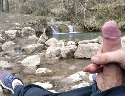 Uncut Big Fat Cock Hiker Unloads His Thick Cumshot in Exotic Place