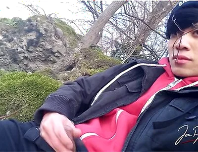 Gay Asian Twink Jon Arteen Wanks Outdoor Winter Risky, Ruined Orgasm, Big Cumshot Cleans Sperm Thigh