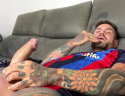 Handsome Spaniard Jerks off in the Barça Shirt