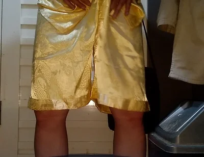 Crossdresser Cum Wearing Satin Pajamas