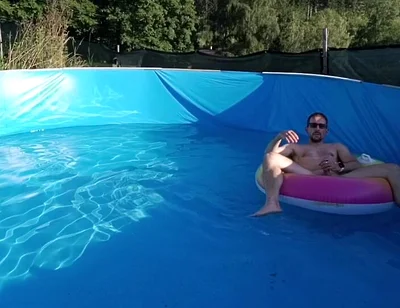 Wet Summer Ride. Handjob in the Pool