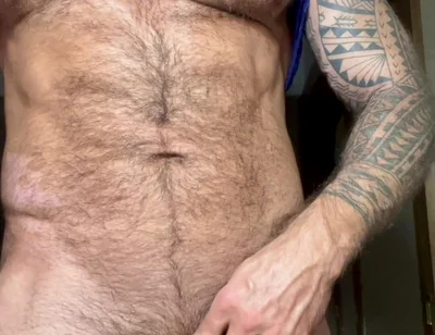 Hairy Muscle Bear Solo Nipple Play & Intense Masturbation