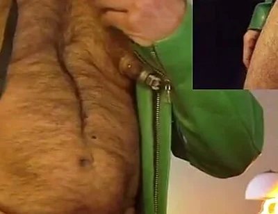 Cop Pumps His Balls, Cock and Nips While Wearing His Cop Leather