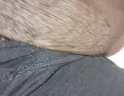 Stroking Big Black Uncut Dick Through Underwear